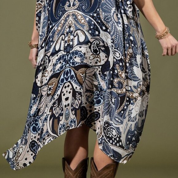 Bohemian Blue Paisley Jacquard Print Kimono Cardigan One Size - Picture 4 of 9